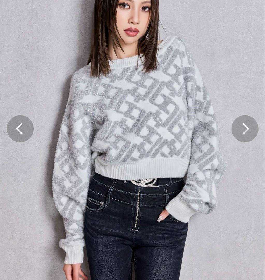 GYDA ジェイダ GGチェーンロゴラメニットトップス