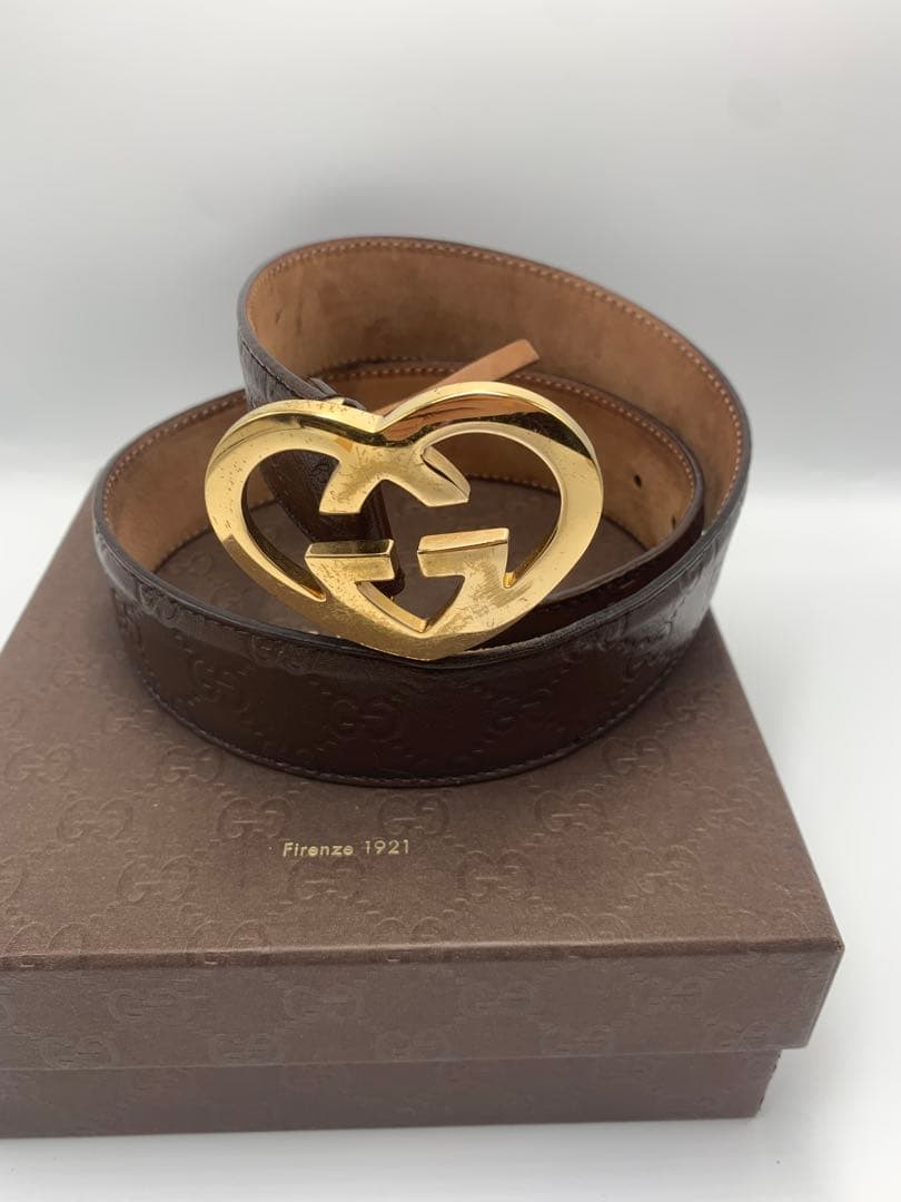 美品‼️GUCCI グッチ ベルトハートベルト ブラウン　レディース