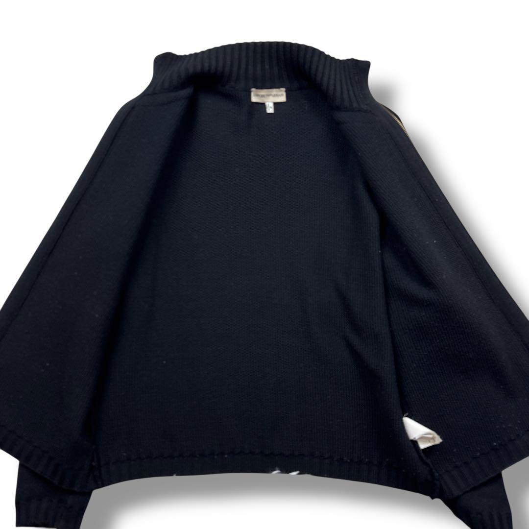 美品 エンポリオアルマーニ レザージャケット コンビブルゾン 切替え M 黒