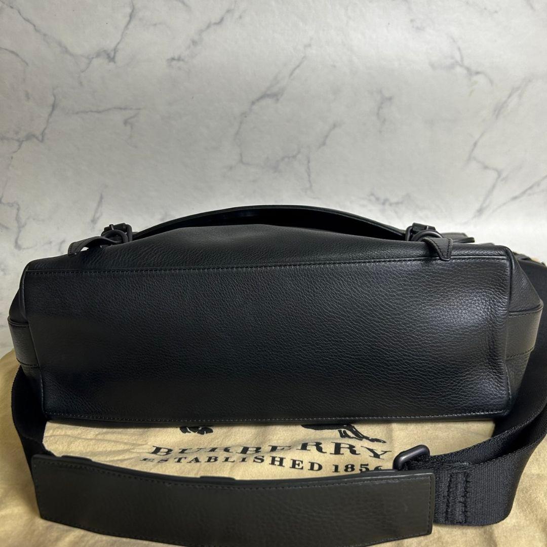 【現行⭐︎美品】 BURBERRY 2way シボ革 メッセンジャーバッグ 黒