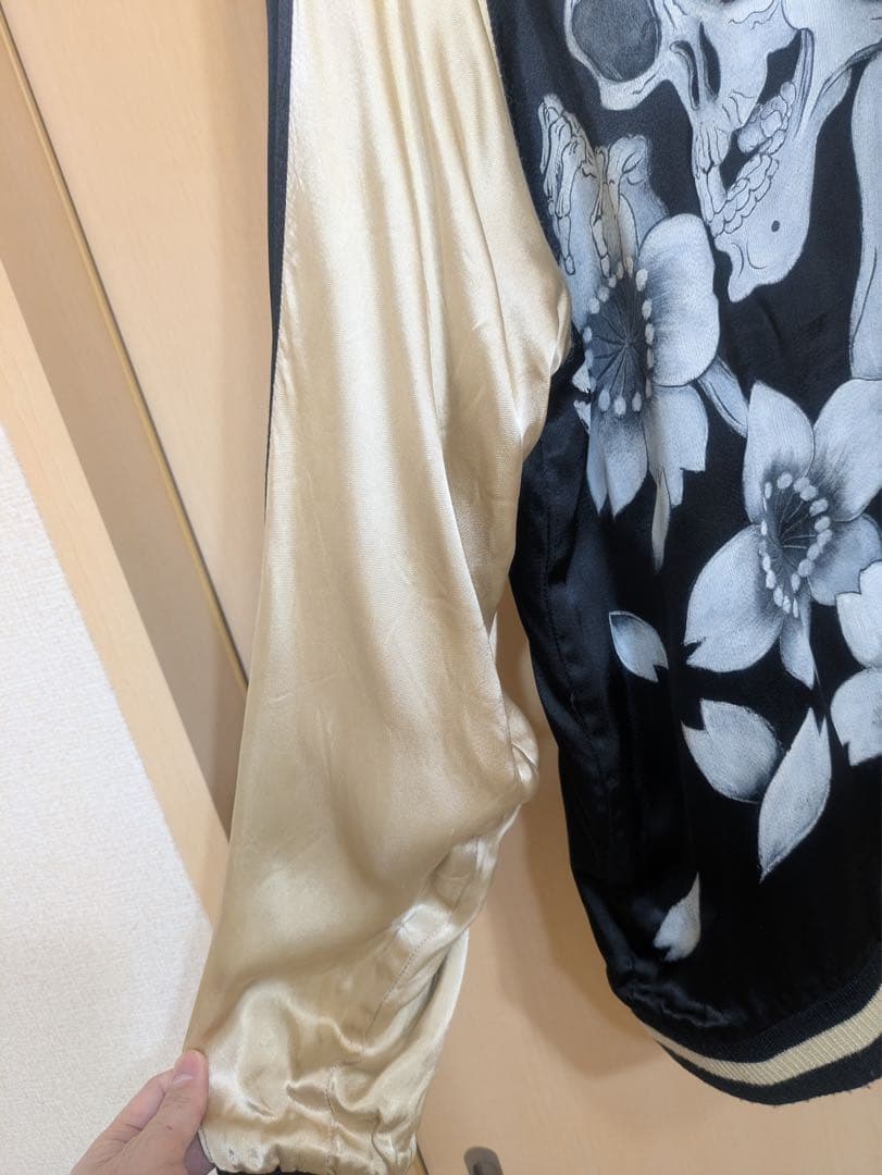 【限定品】むかしむかし　スカジャン　一点物　リバーシブル　どくろ　黒