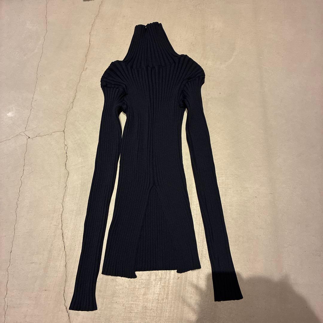 イロット　IIROT ワイドリブ　ネイビー　タートルネックセーター