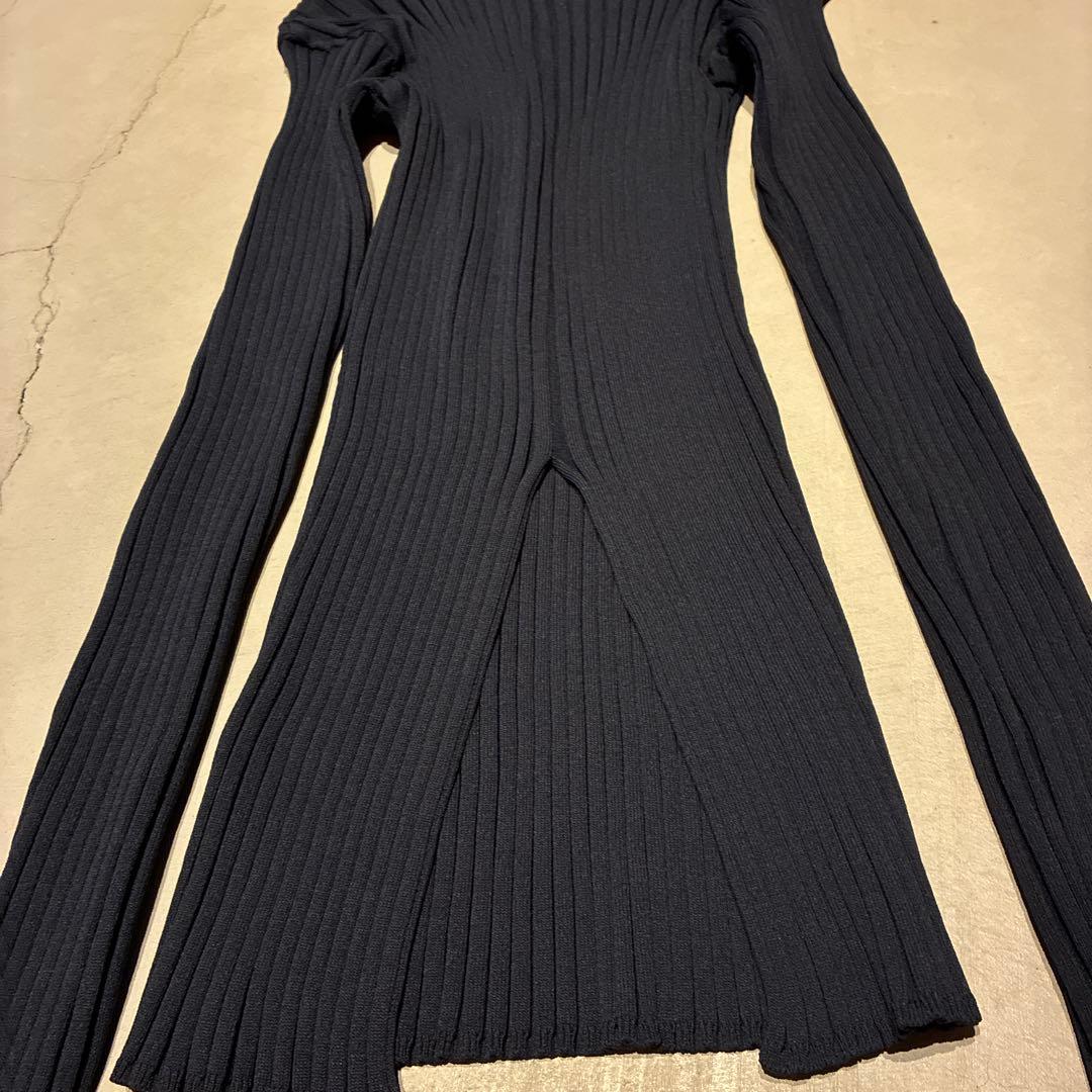 イロット　IIROT ワイドリブ　ネイビー　タートルネックセーター