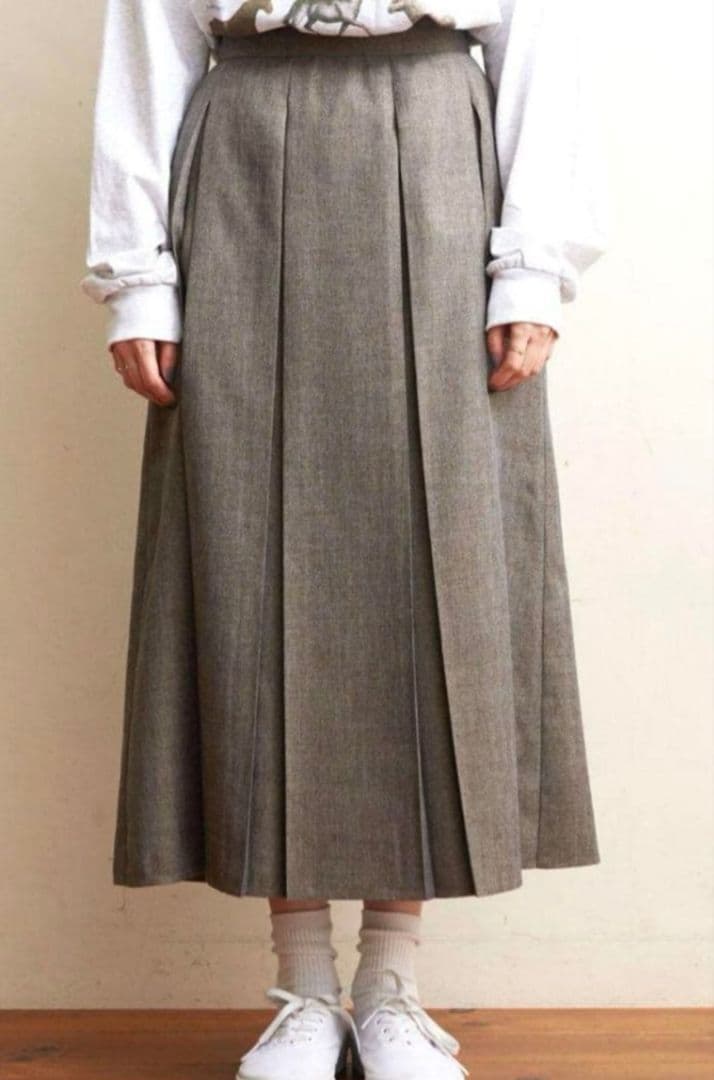 ​美品】fig London woolmood ボックスプリーツスカート グレー