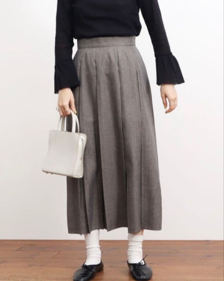 ​美品】fig London woolmood ボックスプリーツスカート グレー