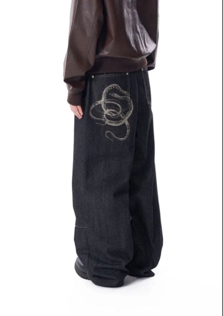パンツ AAKAM Snake Printed Denim Pants