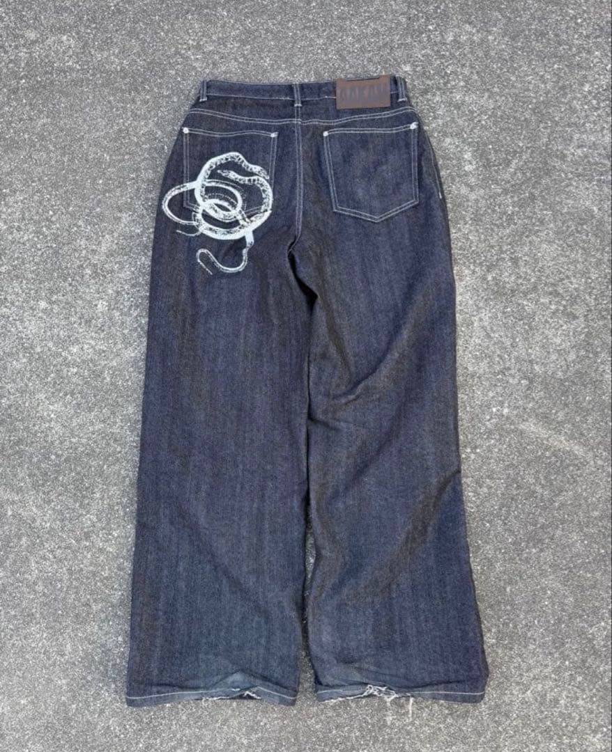 パンツ AAKAM Snake Printed Denim Pants