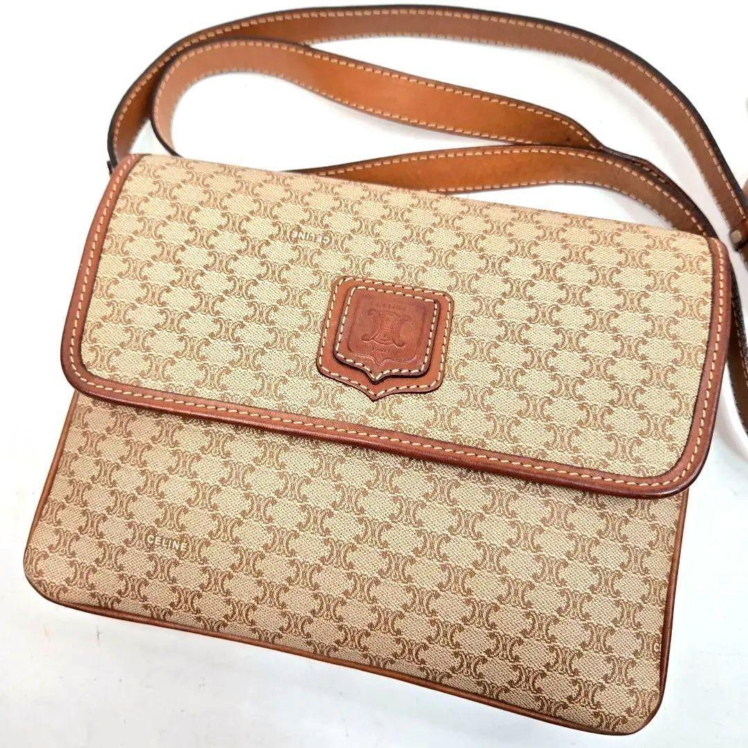 美品 CELINE ショルダーバッグ アコーディオン マカダム柄 トリオンフ