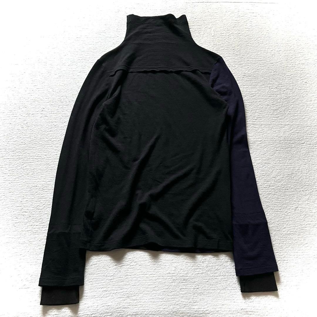 極美品 ワイズ Y’s バイカラー 異素材 レイヤード タートル ウール ニット