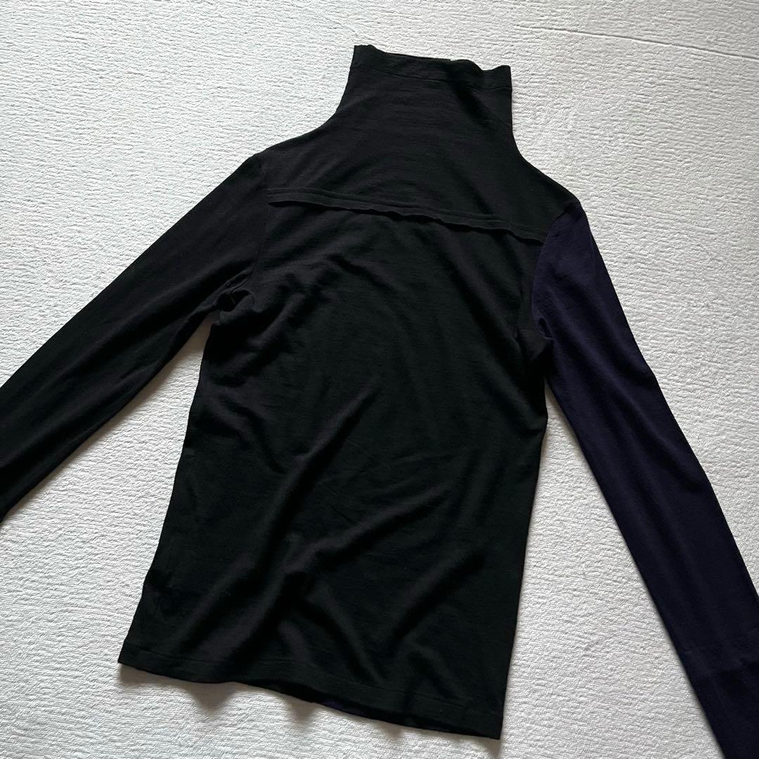 極美品 ワイズ Y’s バイカラー 異素材 レイヤード タートル ウール ニット