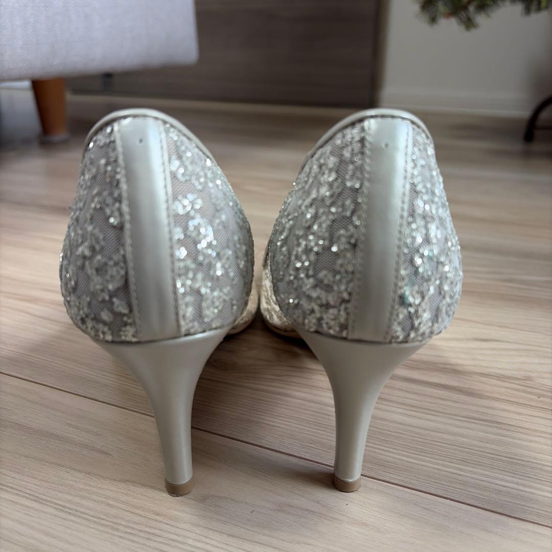 DIANA プラチナ グリッター チュール ハイヒール