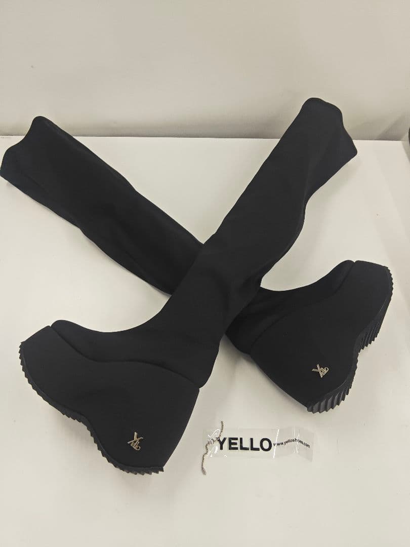 yello　TOKYO BLACK PLATFORM LONG BOOTS　新品