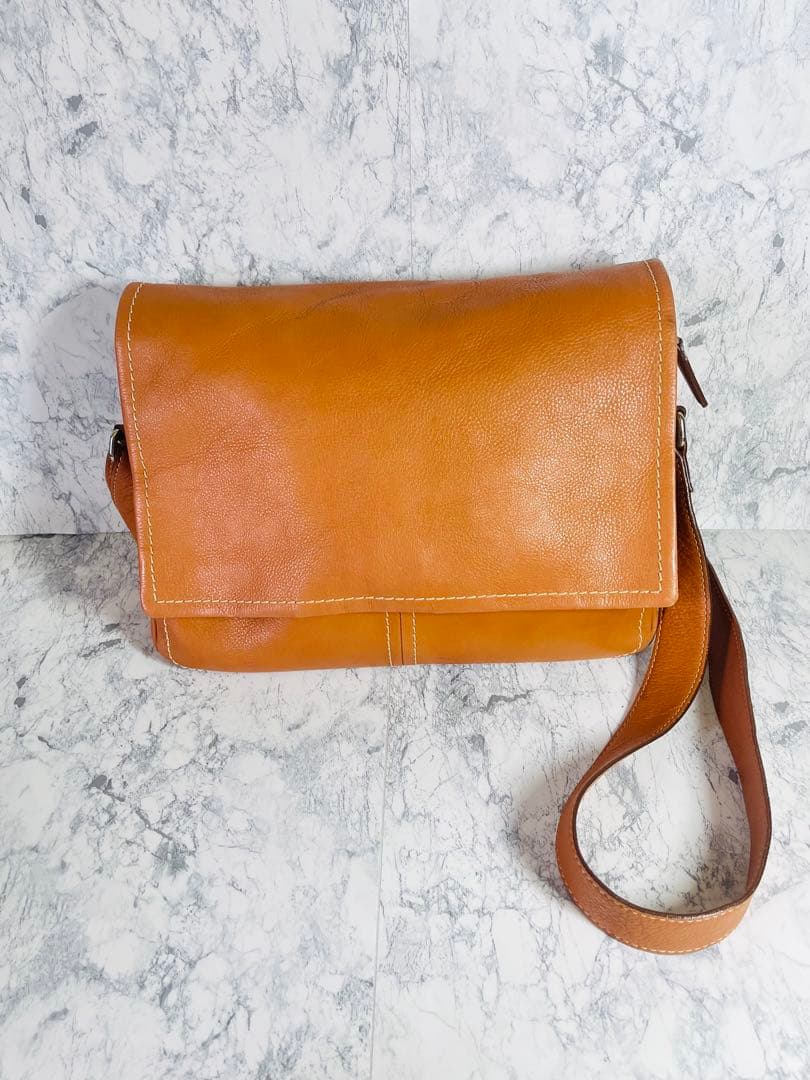 土屋鞄 トーンオイルヌメ ライトブラウン レザーショルダーバッグ