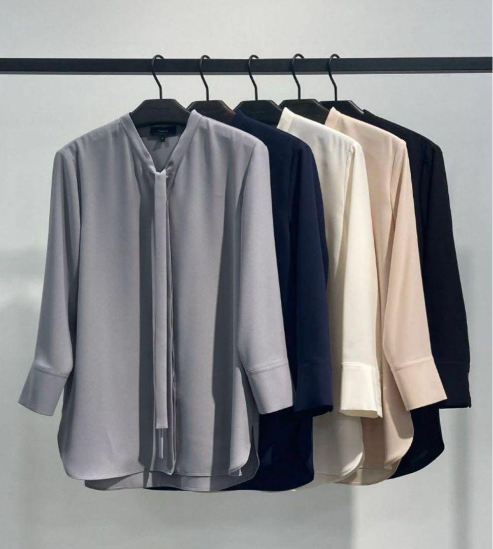 新品　theory ボウタイブラウス　ブラック　黒　P