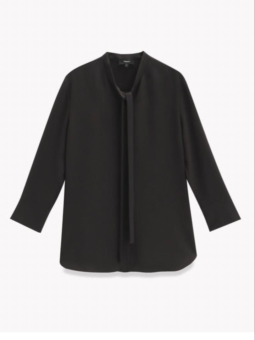 新品　theory ボウタイブラウス　ブラック　黒　P