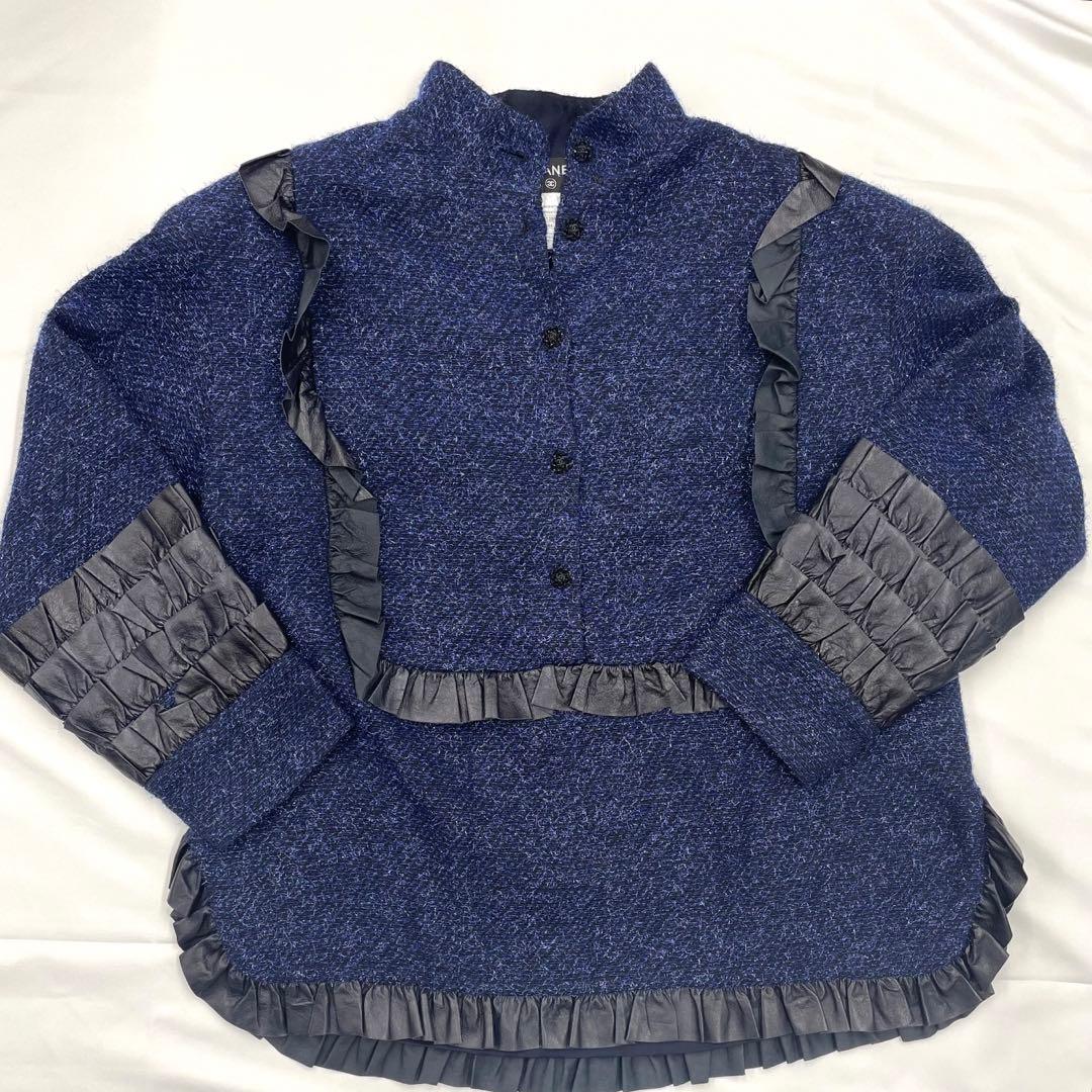 人気モデル✨CHANEL ラメ　ツイード　トップス　ネイビー
