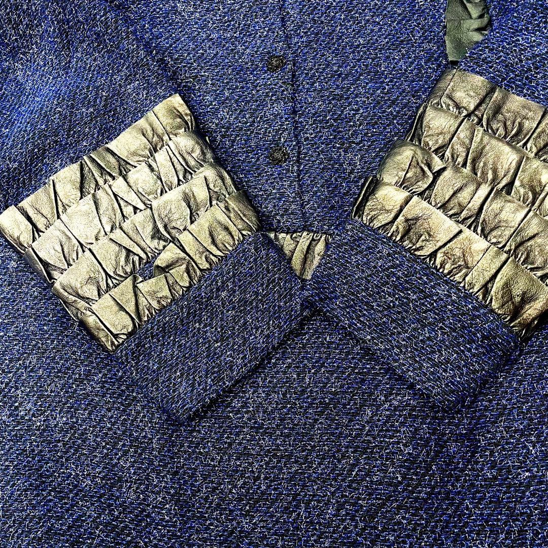 人気モデル✨CHANEL ラメ　ツイード　トップス　ネイビー