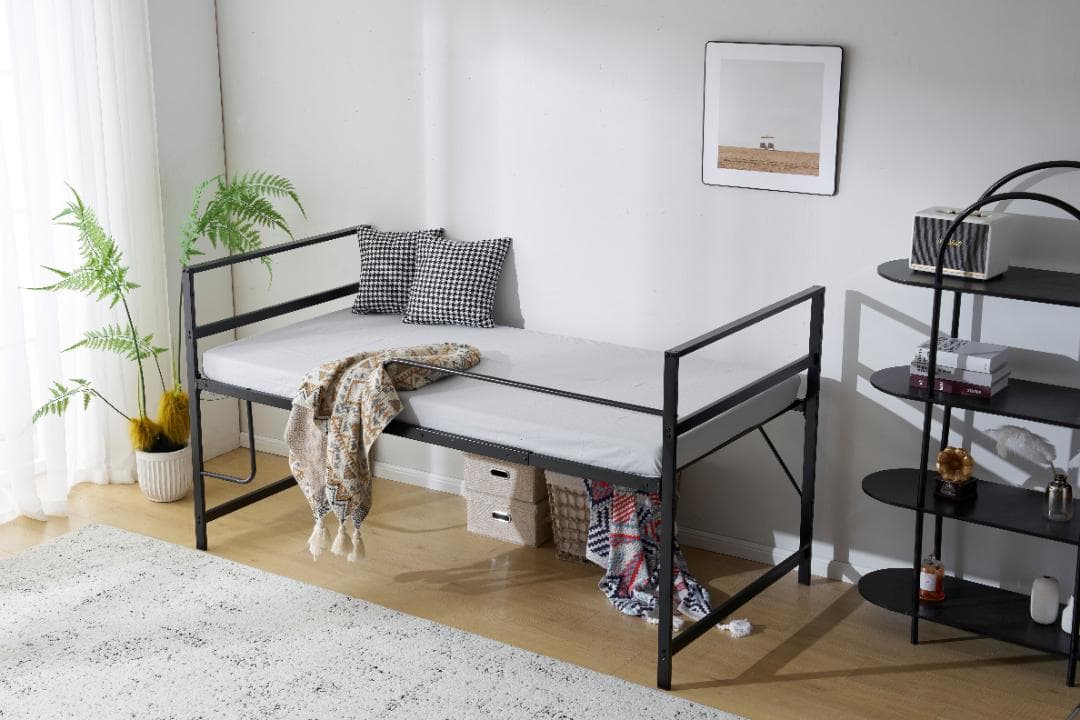 赤字価格！【高さ三段調整可能】ロフトベッド （S）収納 一人暮らしBLACK