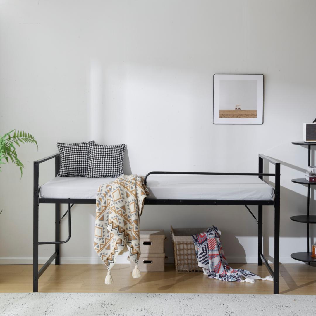 赤字価格！【高さ三段調整可能】ロフトベッド （S）収納 一人暮らしBLACK