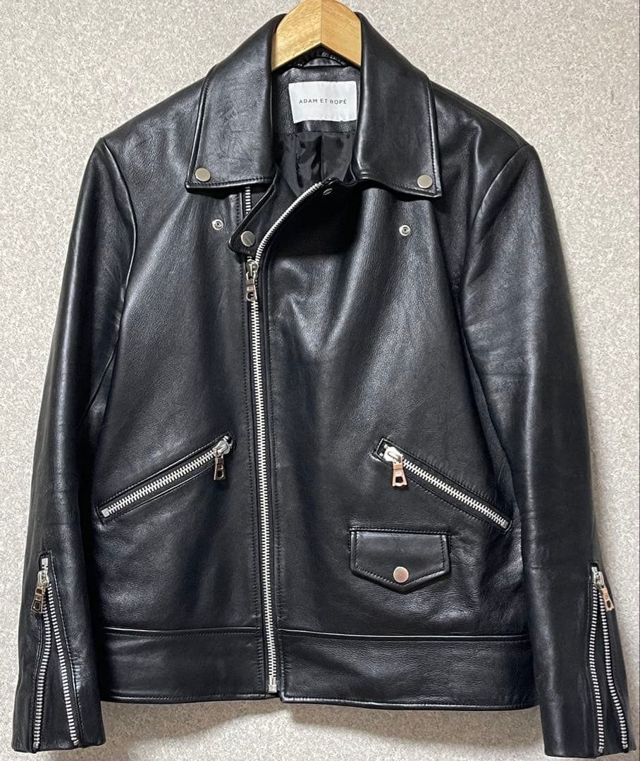 アダムエロペ　シープスキンレザー　ダブルライダースジャケット　M