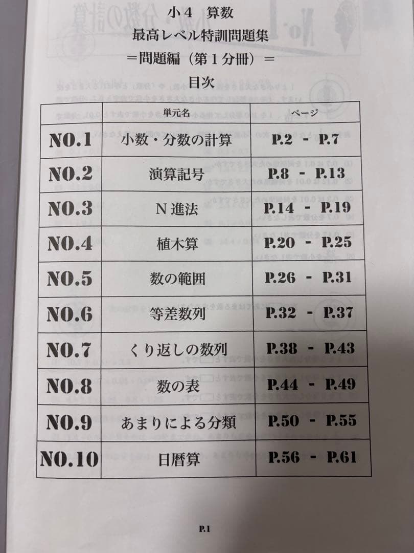 浜学園小4 算数最高レベル特訓問題集第1分冊〜第4分冊　問題集＆解答集8冊セット