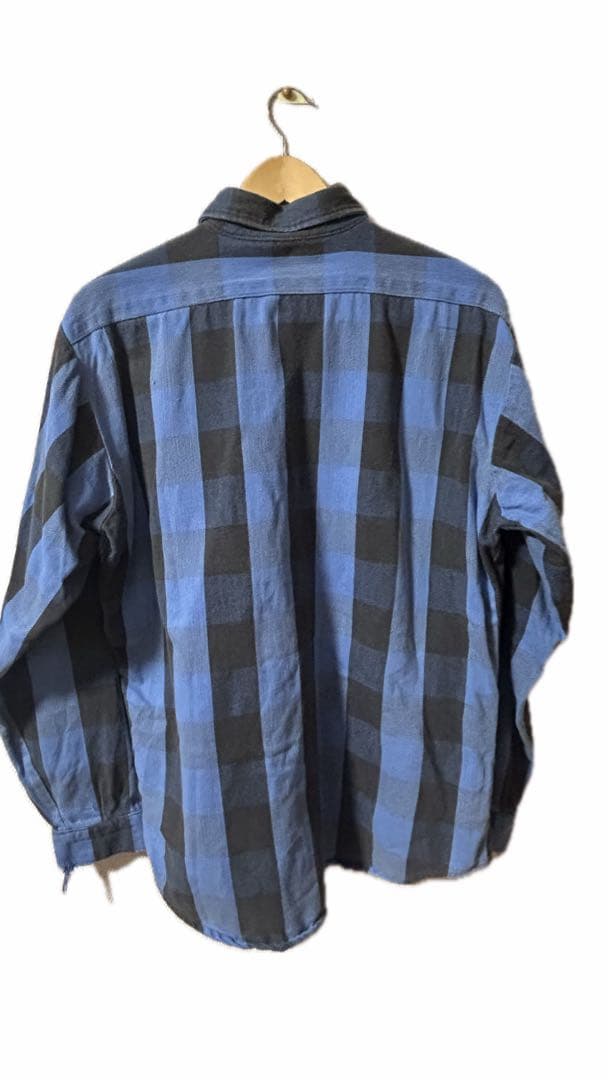 70-80s FIVE BROTHER ネルシャツ　ブラック×ブルー