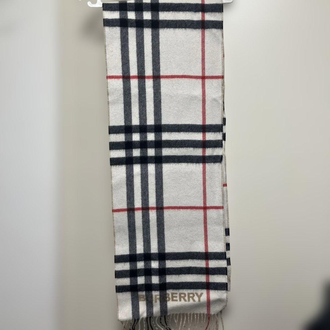 BURBERRY チェック柄マフラー ホワイト ベージュ