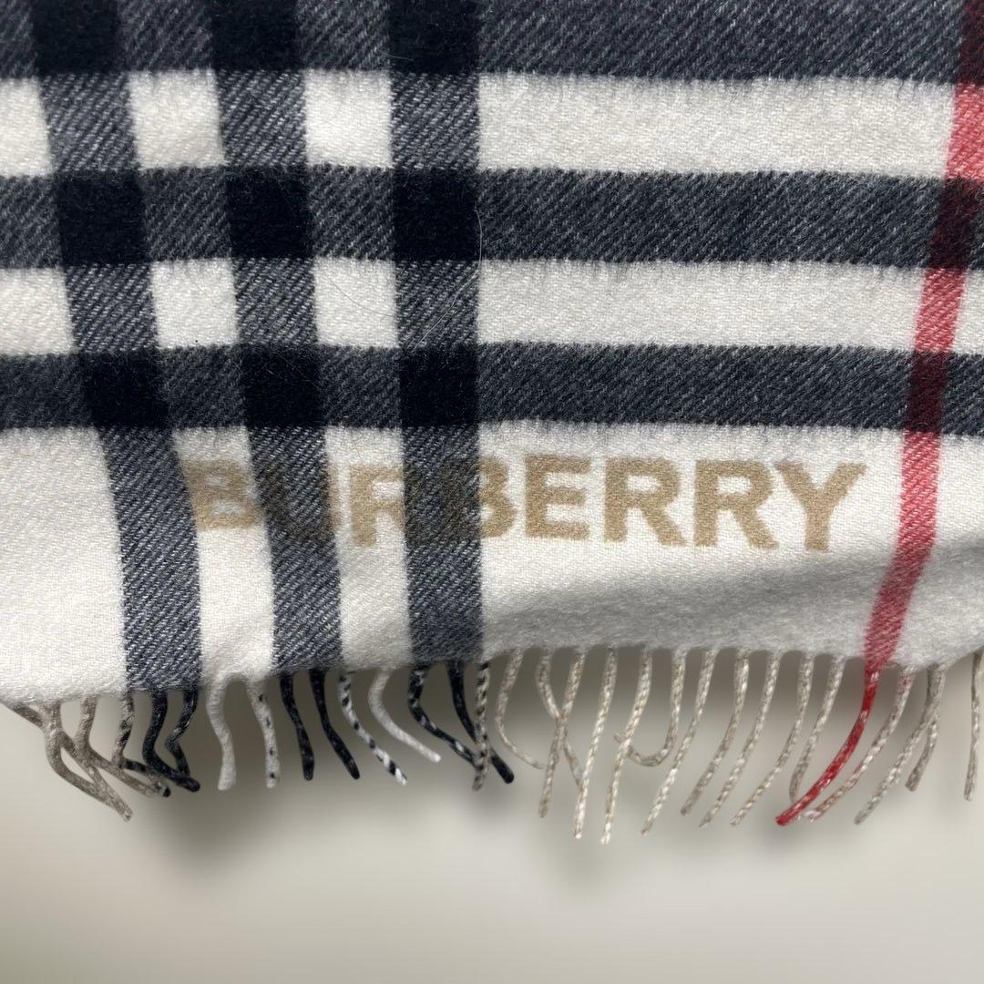 BURBERRY チェック柄マフラー ホワイト ベージュ