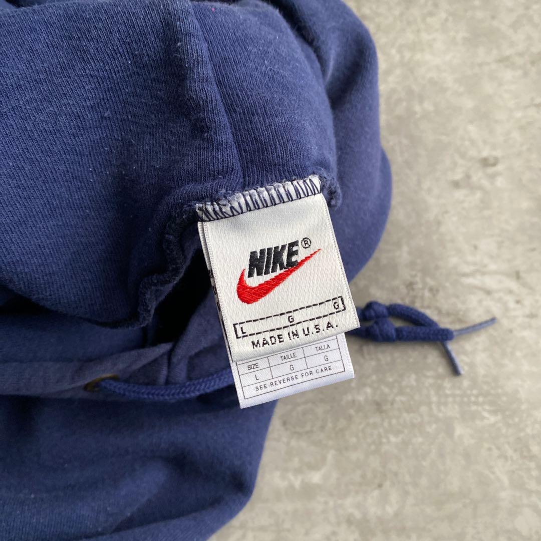 90s NIKE 銀タグ スウォッシュ パーカー USA製 ネイビー L
