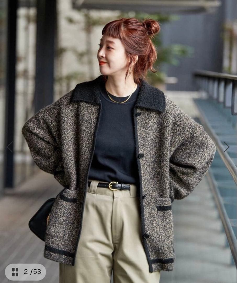 【完売品】ツイード調パイルニットジャケット