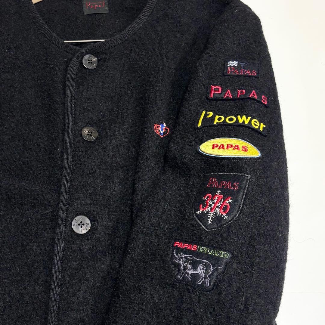 日本製　PAPAS　パパス　ウール100　黒・ブラック　ジャケット　48M