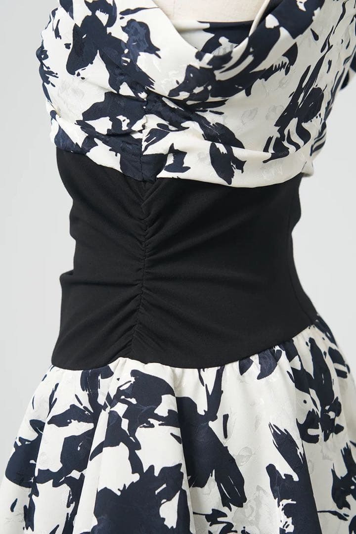 BELEAR MIMI《ベリアミミ》フラワーニュアンスミニワンピース BLK