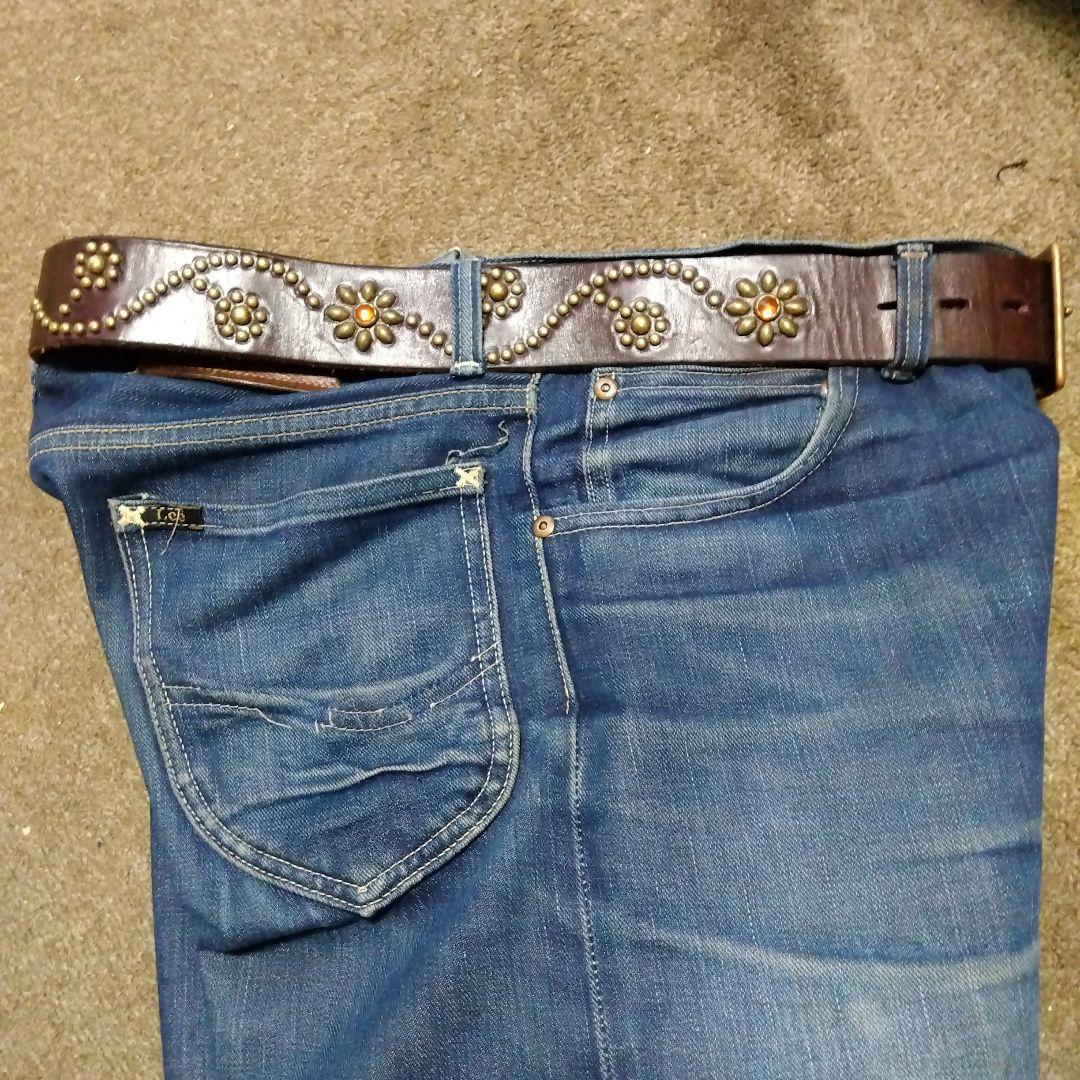 36inch フラワー HTC スタッズベルト ブラウン