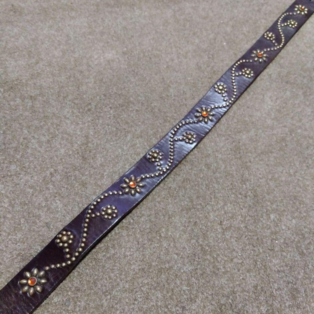 36inch フラワー HTC スタッズベルト ブラウン