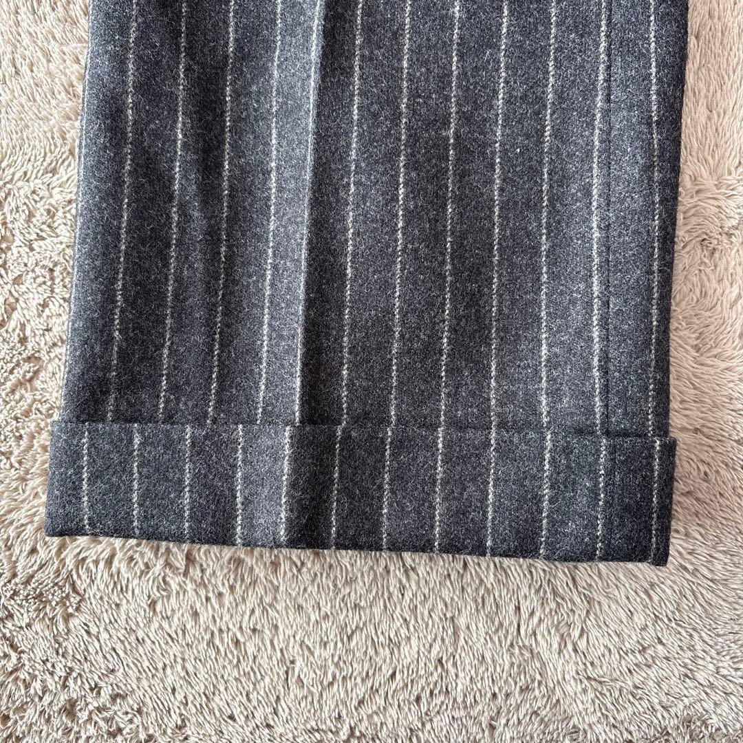 ラルフローレン ウール×カシミヤ混 セットアップスーツ　黒×白 ストライプ