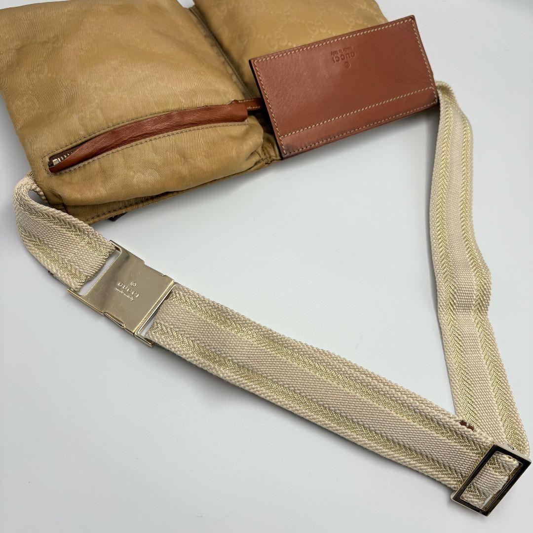 グッチ GGキャンバス シェリーライン ウエストバッグ ボディバッグ レザー