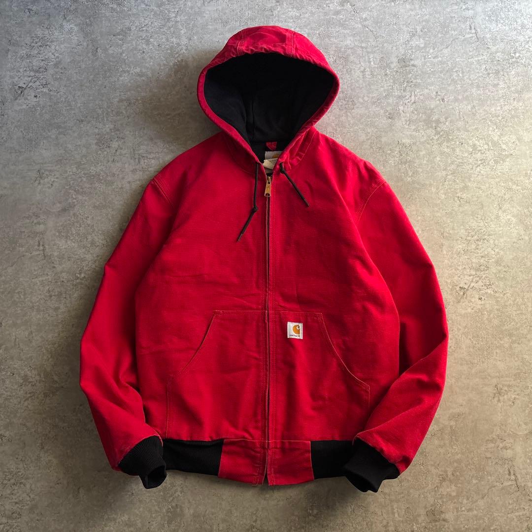 00's■carhartt【S】アクティブジャケット レッド ダック 希少サイズ