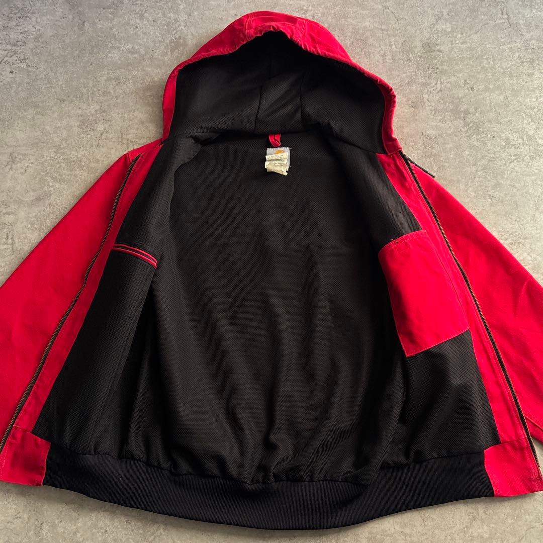 00's■carhartt【S】アクティブジャケット レッド ダック 希少サイズ