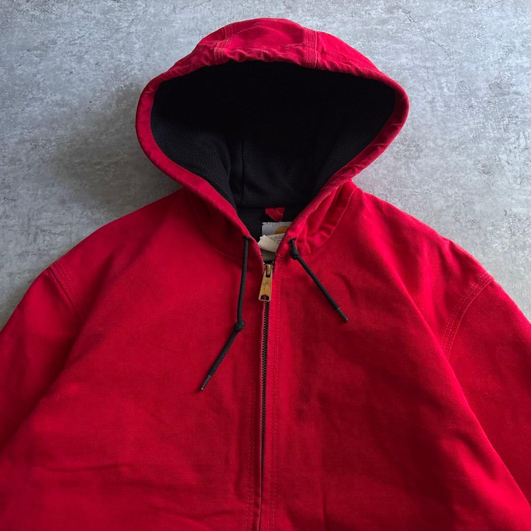 00's■carhartt【S】アクティブジャケット レッド ダック 希少サイズ
