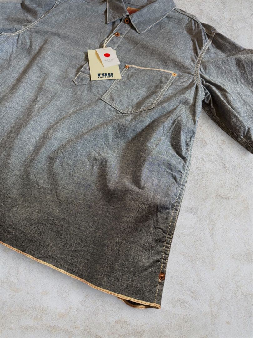 【新品タグ付】FOBファクトリー シャンブレーシャツ プルオーバー 44XL相当