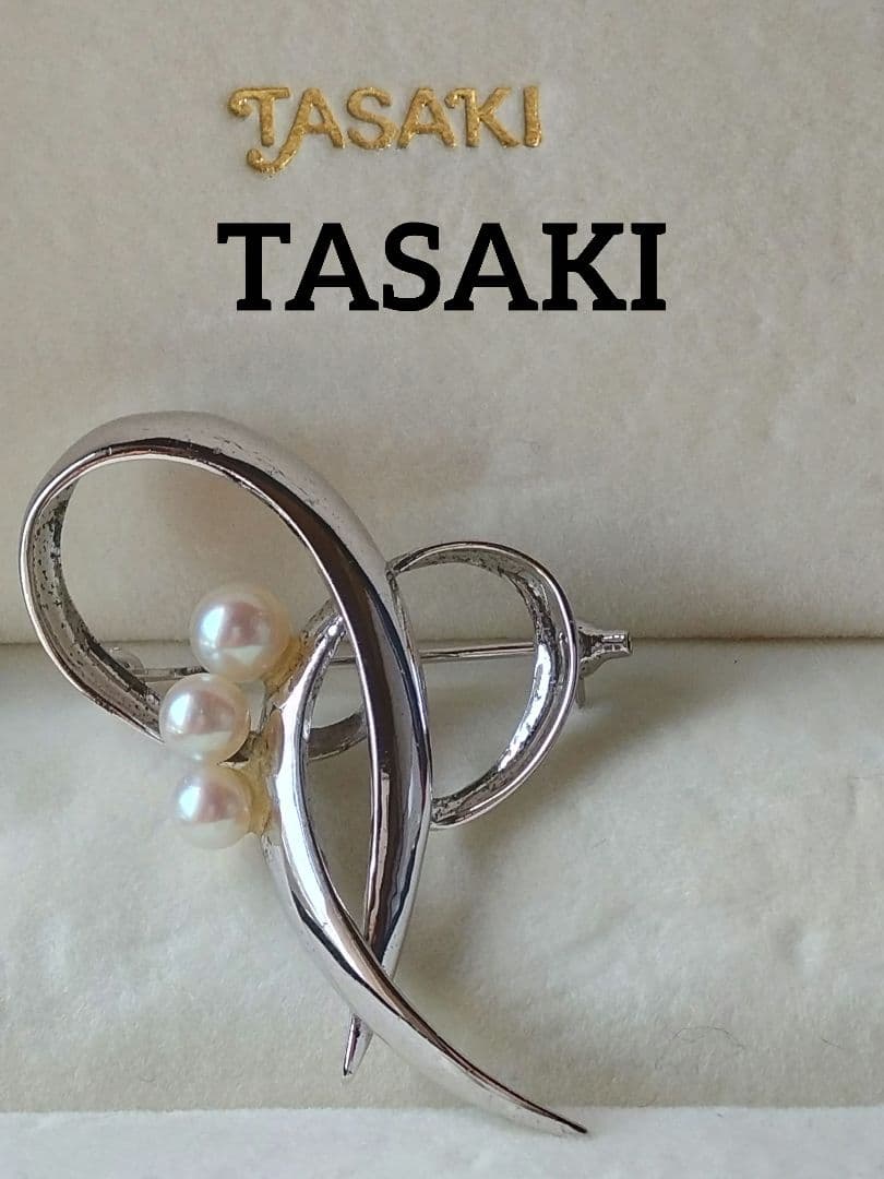 TASAKI 田崎真珠3珠　 アコヤ本真珠 ブローチ　SILVER