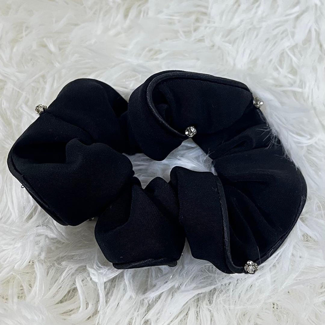 【極美品】アレクサンドルドゥパリ シュシュ ナイロン ダイヤ 伸縮性 ブラック