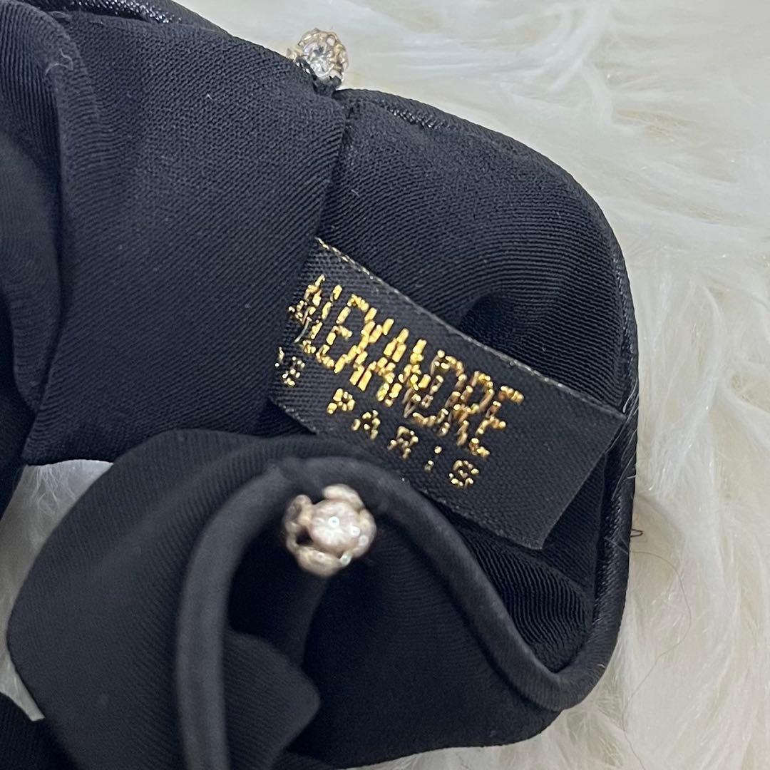 【極美品】アレクサンドルドゥパリ シュシュ ナイロン ダイヤ 伸縮性 ブラック