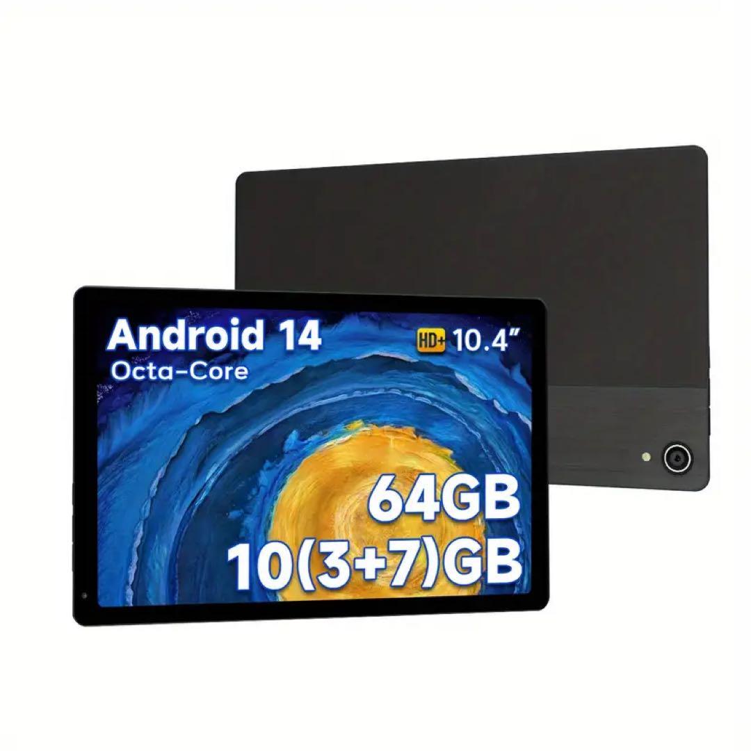 Android 14 タブレット オクタコア 10.4インチ 64GB ブラック