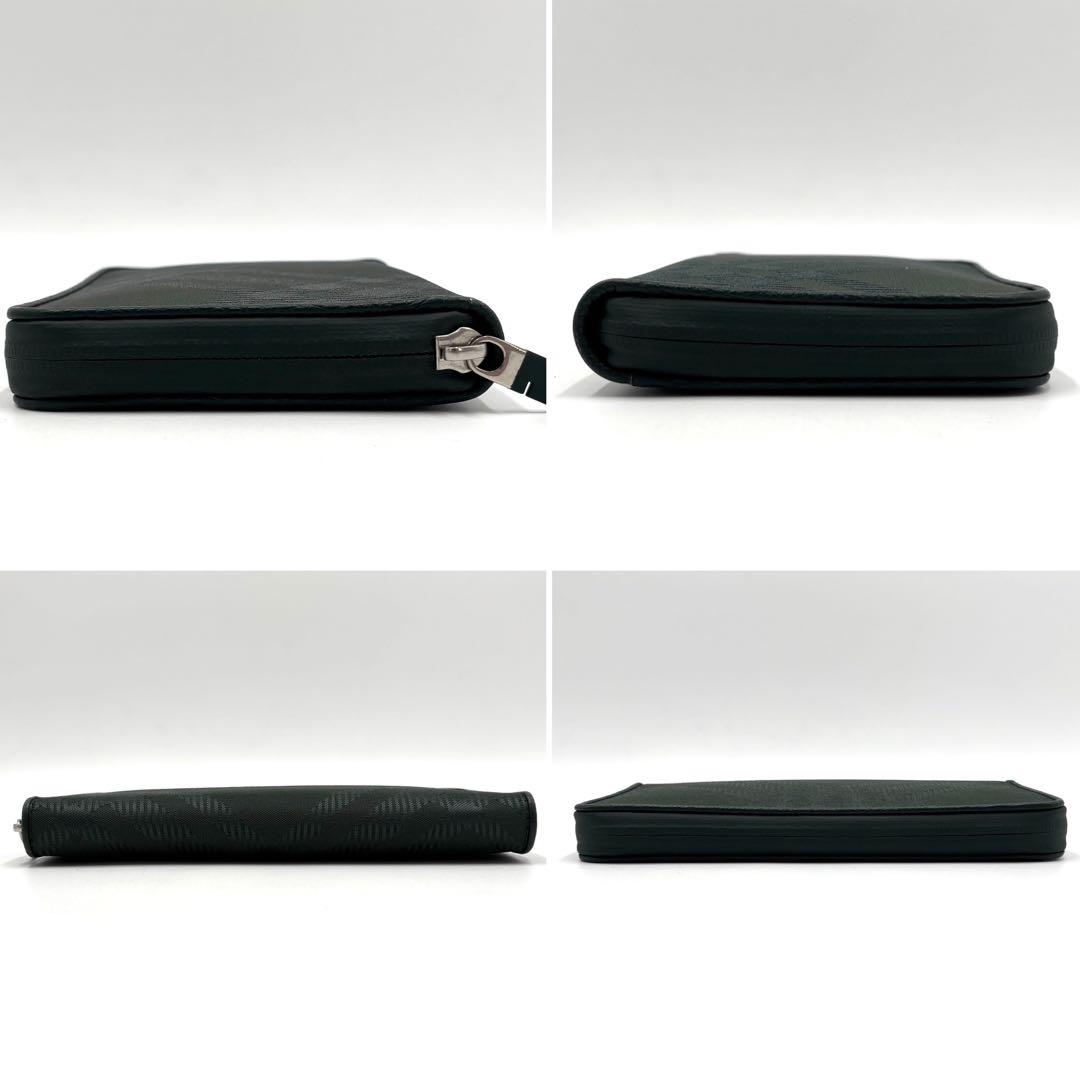 【現行・未使用に近い】バーバリー ラージチェックジャガード ジップウォレット 緑