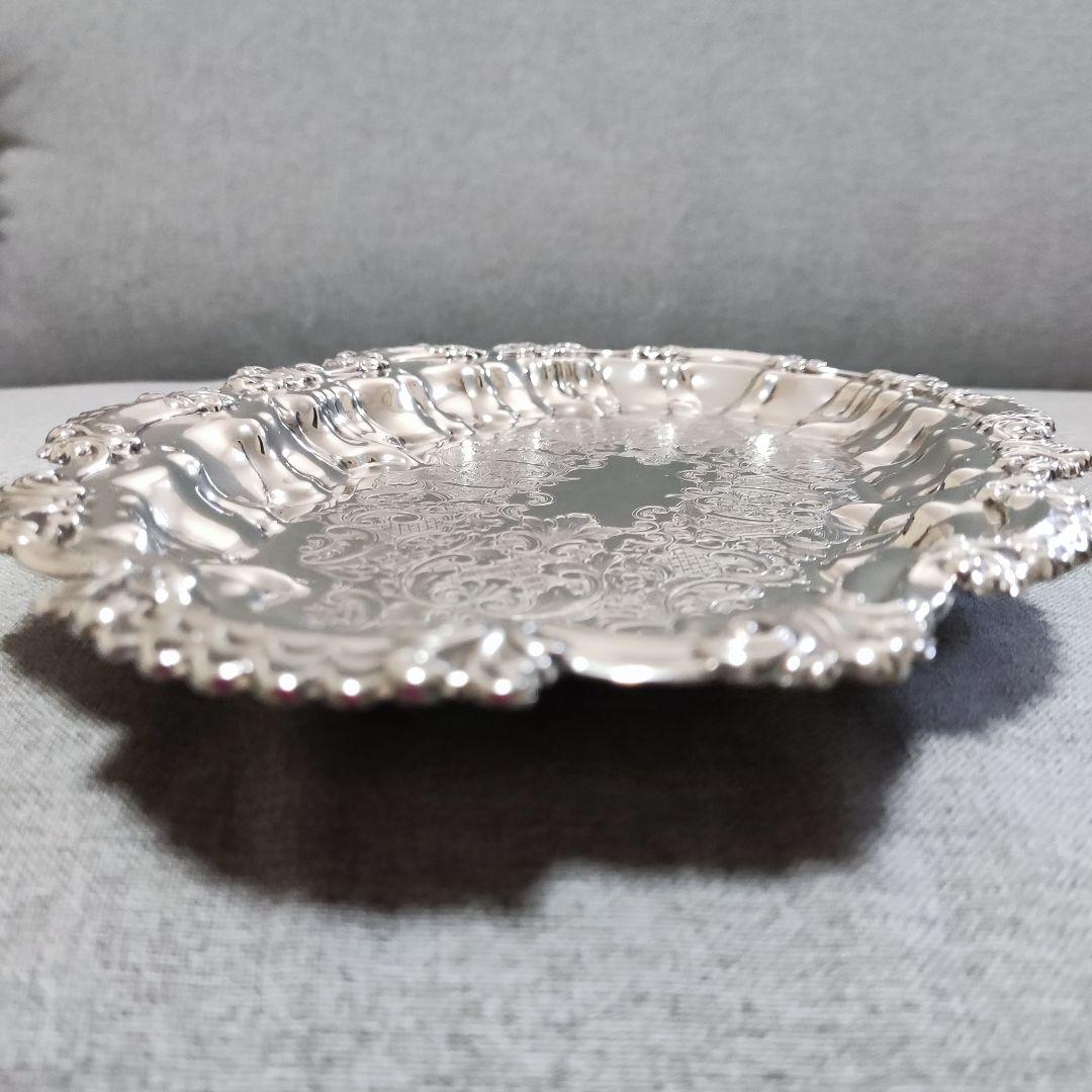 イギリス　シルバープレート　ケーキトレイ　小物入れ　ミニトレイ