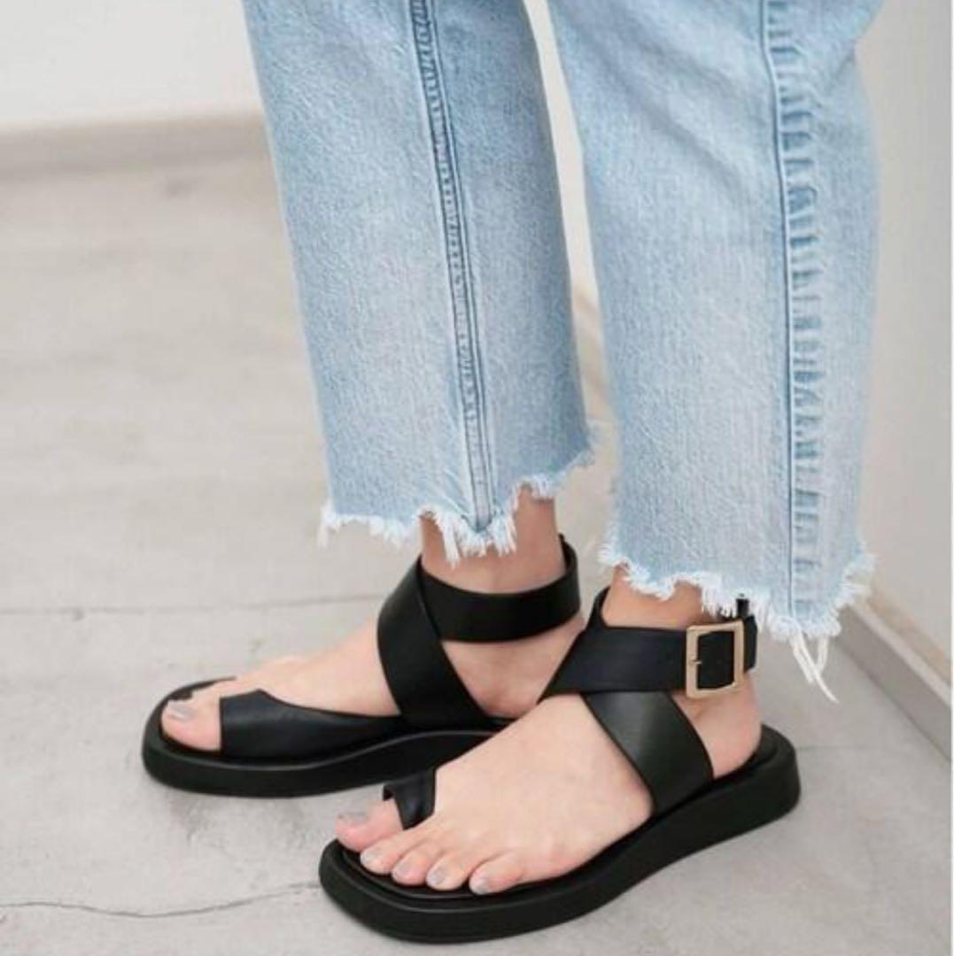 GIA BORGHINIレザーアンクルストラップサンダルA24251