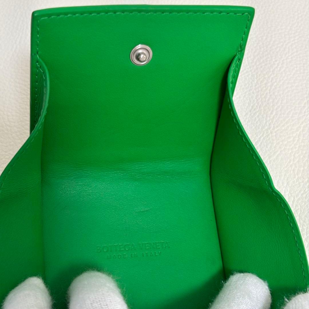 【現行】RFID ボッテガヴェネタ ケース カセット レザー 緑 小銭入