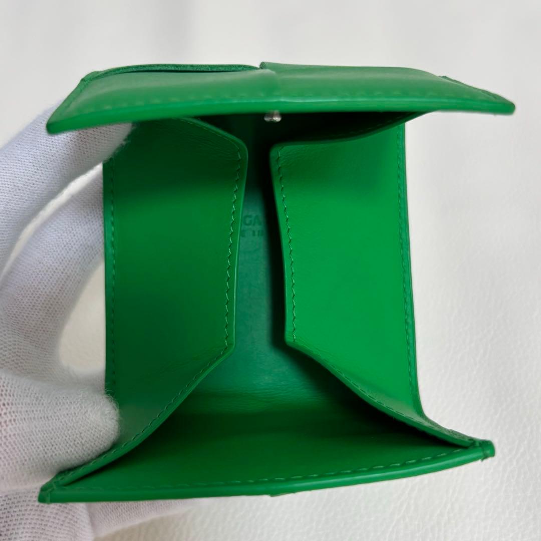 【現行】RFID ボッテガヴェネタ ケース カセット レザー 緑 小銭入