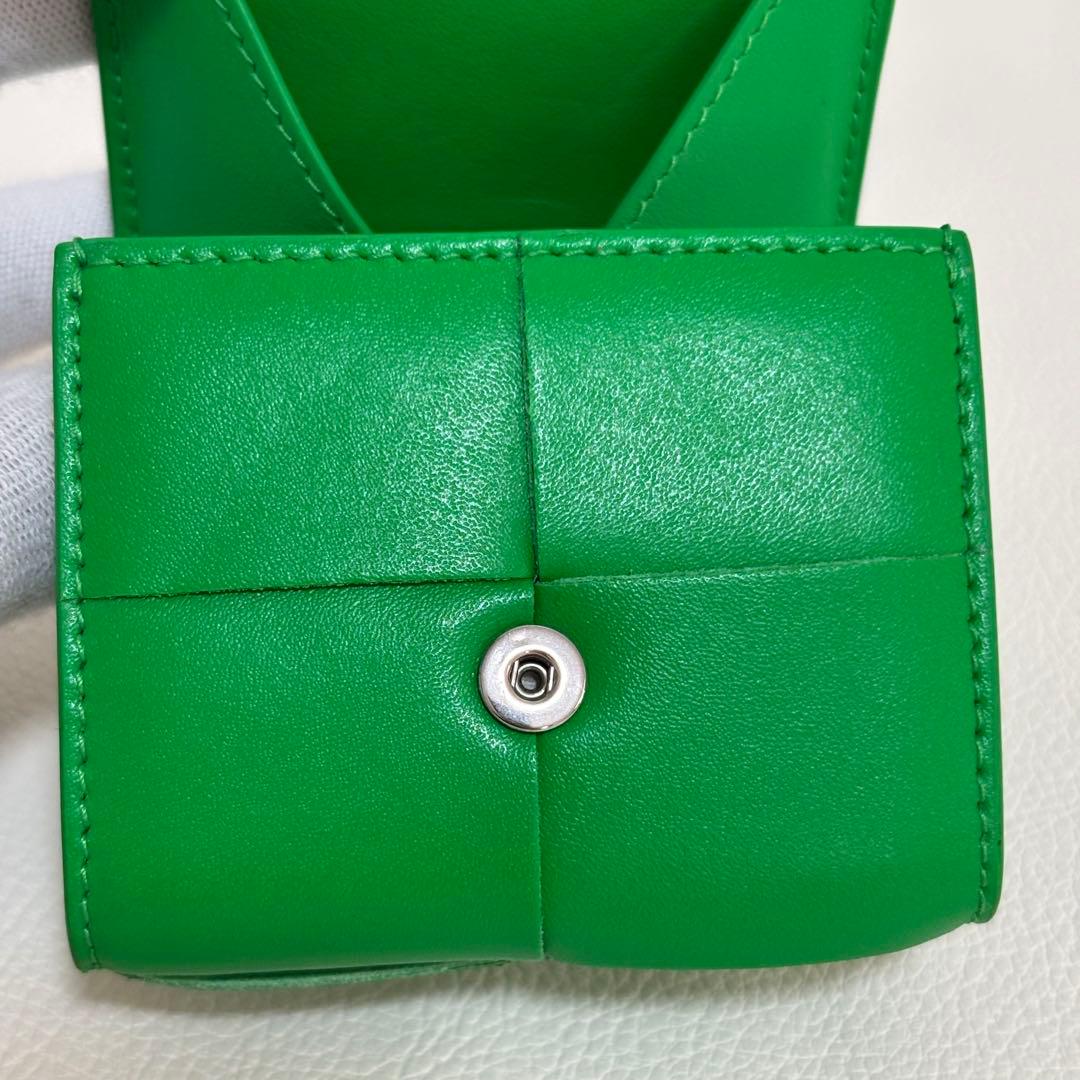 【現行】RFID ボッテガヴェネタ ケース カセット レザー 緑 小銭入